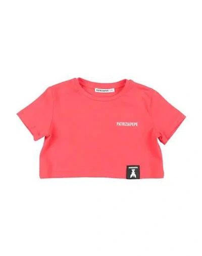 Patrizia Pepe Babies'  Toddler Girl T-shirt Tomato Red Size 6 Cotton, Elastane In Burgundy