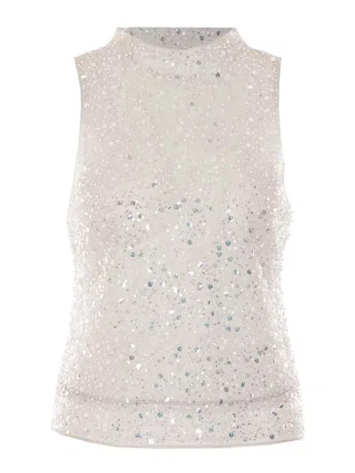 Patrizia Pepe Embellished Sleeveless Top In Gray