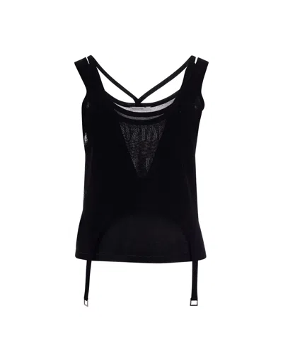 Patrizia Pepe Top Logo Traforato Nero In Black