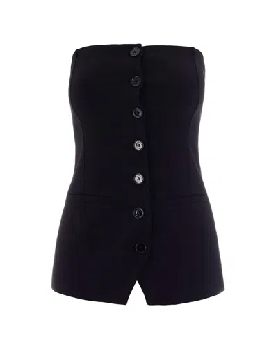 Patrizia Pepe Crepe Bustier With Buttons In Black