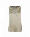 Patrizia Pepe Beige Shiny Satin Top In Toni Neutri
