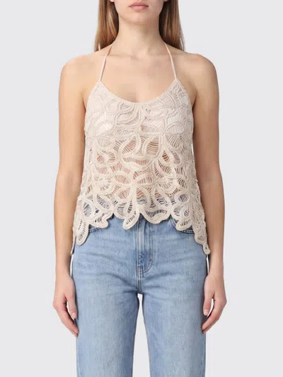 Patrizia Pepe Crochet Halterneck Top In Neutral