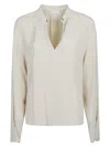 Patrizia Pepe Essential Long Sleeve Blouse In Neutral