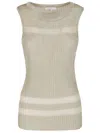 Patrizia Pepe Crew Neck Knitted Vest In Grey