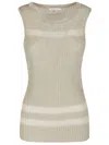 Patrizia Pepe Crew Neck Knitted Vest In Grey