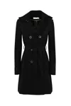 Patrizia Pepe Trench Coat In Mixed Cotton Technical Fabric In Nero