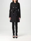 Patrizia Pepe Trench Coat In Mixed Cotton Technical Fabric In Black