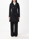 Patrizia Pepe Trench Coat In Mixed Cotton Technical Fabric In Black