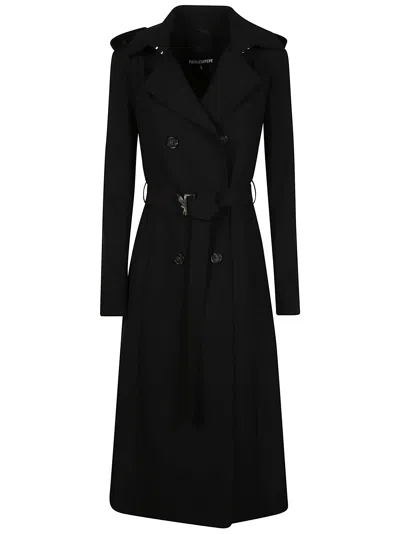 Patrizia Pepe Double-breasted Trench Coat In Black