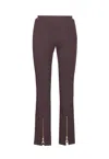 Patrizia Pepe Geometric-pattern Zip-detail Trousers In Brown