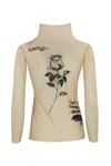 Patrizia Pepe Tulle Sweater With Embroidery In Nude Tattoo