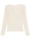 Patrizia Pepe Fine-knit V-neck Sweater In Neutrals