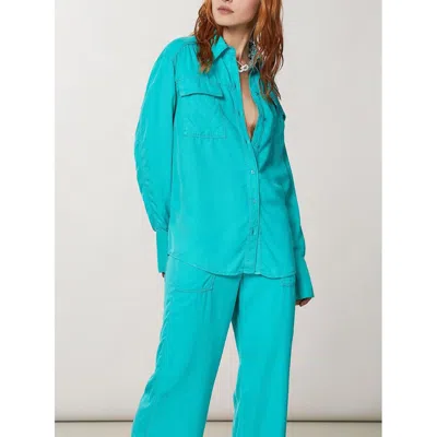 Patrizia Pepe Turquoise Lyocell Women's Blouse In Blue