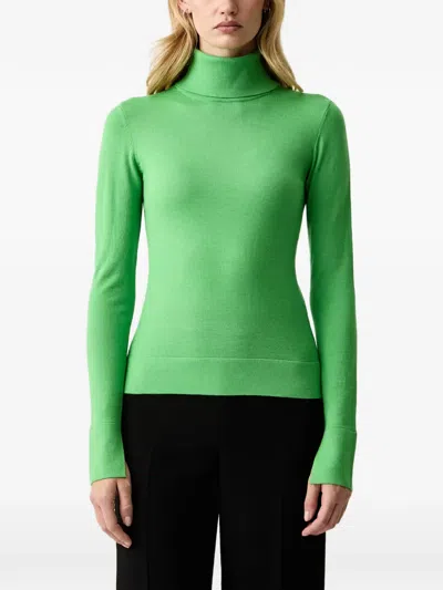 Patrizia Pepe Turtleneck Logo-plaque Wool Sweater In Green