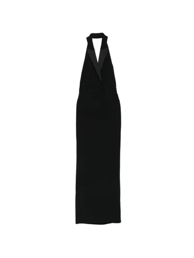 Patrizia Pepe Tuxedo-lapel Halterneck Dress In Pink