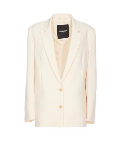 Patrizia Pepe Buttoned Twill Blazer For Women In White
