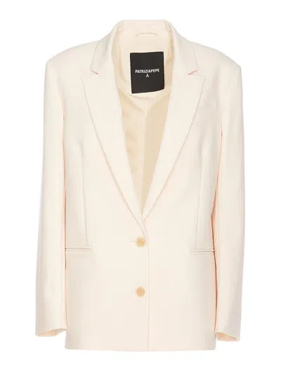 Patrizia Pepe Buttoned Twill Blazer For Women In White