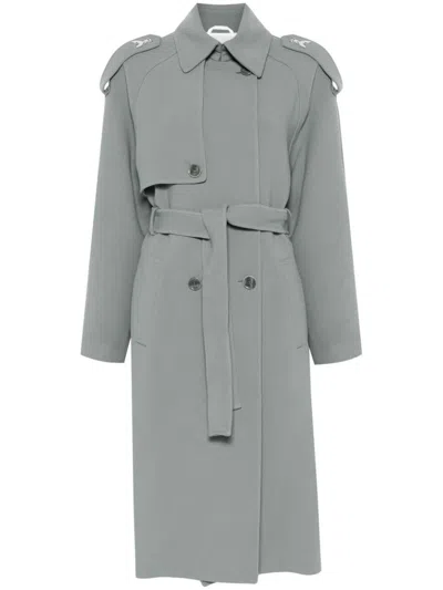 Patrizia Pepe Twill Trench Coats In Grey