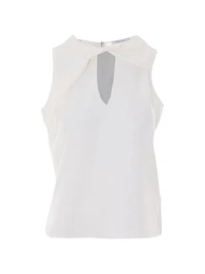 Patrizia Pepe Twist-detail V-neck Tank Top In White