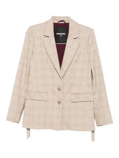 Patrizia Pepe Two-button Checked Blazer In Neutral