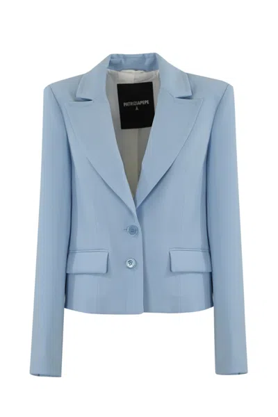 Patrizia Pepe Two-button Crepe Jacket In Shirting Sky