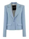 Patrizia Pepe Two-button Crepe Jacket In Blue