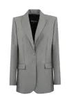 Patrizia Pepe Two-button Viscose Jacket In Grigio Melange