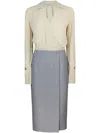 Patrizia Pepe Two-tone Crossover Dress In Grey