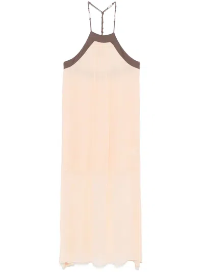 Patrizia Pepe Two-tone Midi Dress In Orange