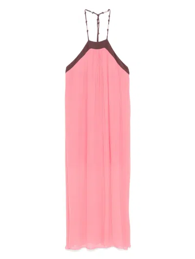 Patrizia Pepe Two-tone Midi Dress In Pink