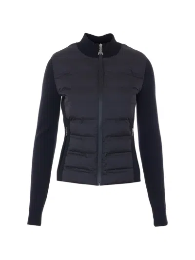 Patrizia Pepe Ultralight Quilted Jacket With Textured Knit Details In Black