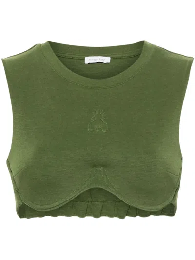 Patrizia Pepe Underwire-cup Cropped Tank Top In Green