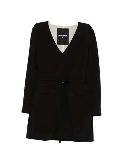 Patrizia Pepe V-neck Belted Mini Dress In Black