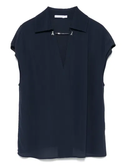 Patrizia Pepe V-neck Blouse In Blue