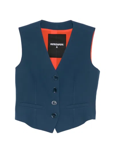 Patrizia Pepe V-neck Buttoned Waistcoat In Blue