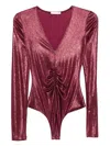 Patrizia Pepe V-neck Long-sleeve Bodysuit In Red