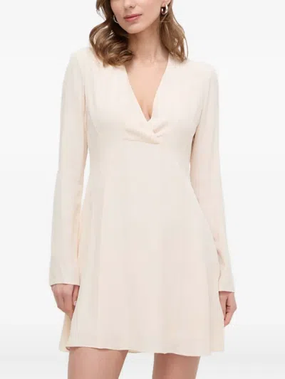 Patrizia Pepe V-neck Long-sleeve Mini Dress In Neutral