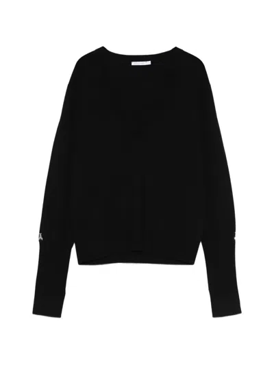 Patrizia Pepe V-neck Long-sleeve Sweater In Black