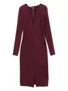 Patrizia Pepe V-neck Long-sleeved Dress In Red