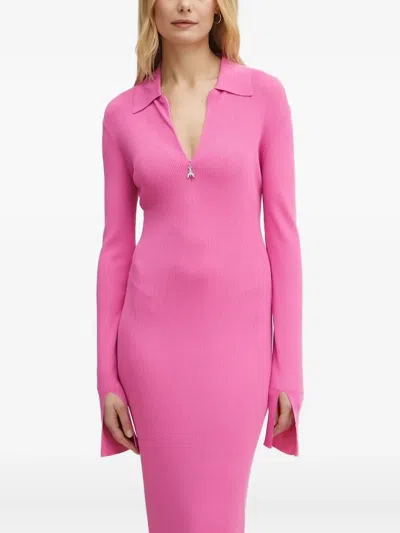 Patrizia Pepe V-neck Midi Dress In Pink