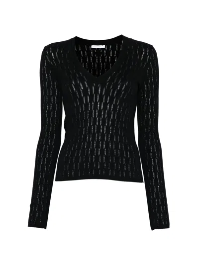 Patrizia Pepe V-neck Sweater In Black