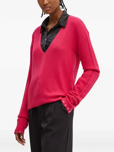 Patrizia Pepe V-neck Sweater In Pink