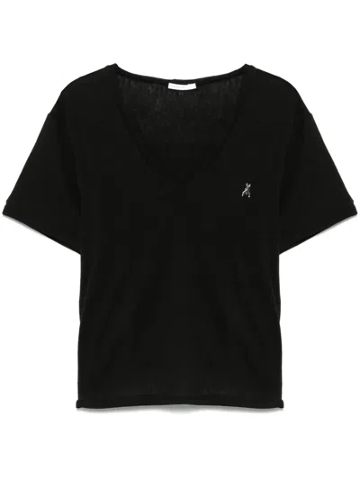 Patrizia Pepe V-neck T-shirt In Black