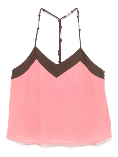 Patrizia Pepe V-neck Top In Pink