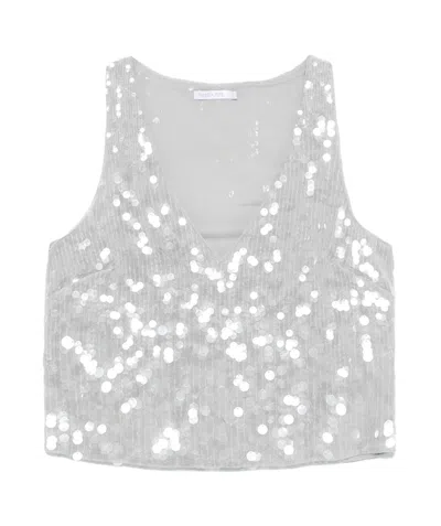 Patrizia Pepe V-neck Vest In Silver