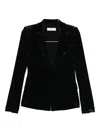 Patrizia Pepe Velvet Blazer In Black