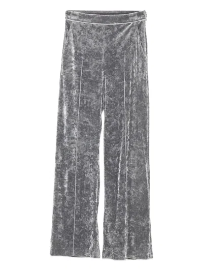 Patrizia Pepe Velvet Trousers In Gray