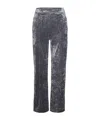 Patrizia Pepe Palazzo Leg Pants In Stretch Velvet With Rivet Detail In Gray