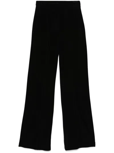 Patrizia Pepe Velvet Wide-leg Trousers In Black