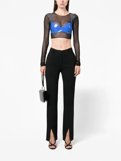 Patrizia Pepe Vinyl High-shine Finish Bra In Blue